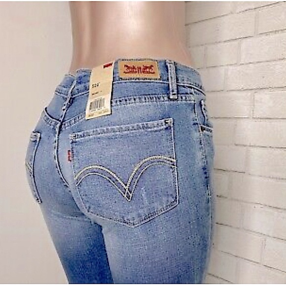 Levi’s Medium Wash Too Super Low 524 Distressed Skinny Jean, Junior 0 Short NWOT - Picture 6 of 15